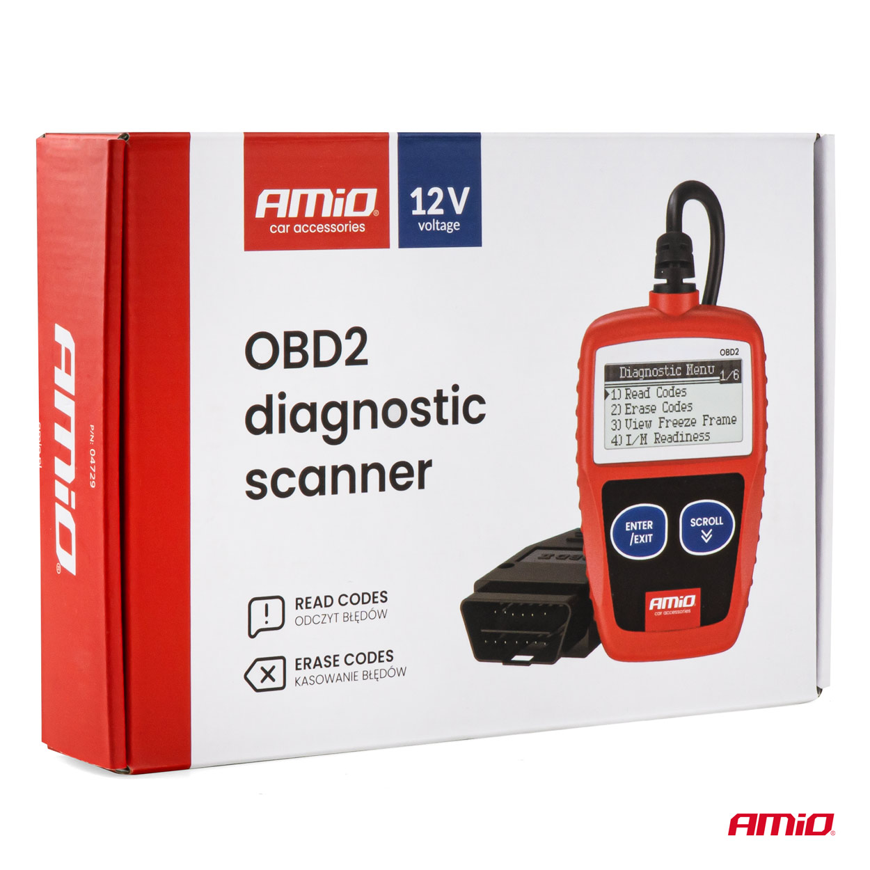 AMIO - Διαγνωστικό Αυτοκινήτου Obd 2 Τύπου V300 Τάση Λειτουργίας 8-18V Με Οθόνη Lcd 128X64 Pixels Για Επιβατικά Αυτοκίνητα - 1 Τεμ. (04729/AM) - Thumbnail 3