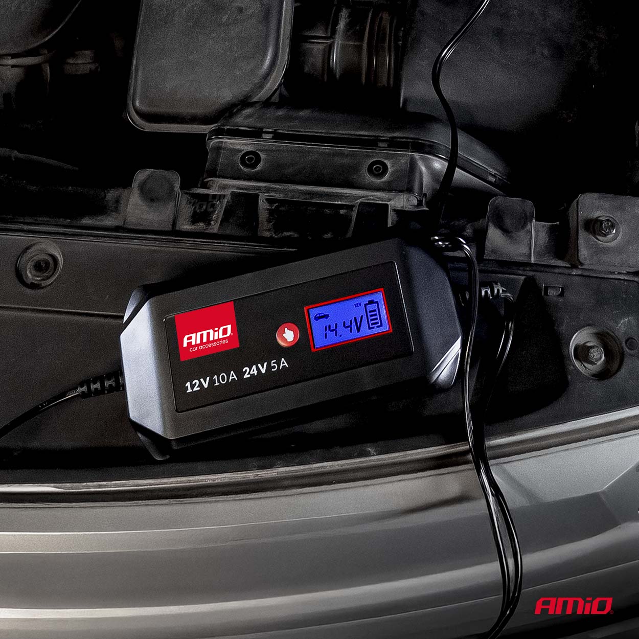 AMIO - Φορτιστής Μπαταρίας Ψηφιακός DBC-10A Wet Agm Gel Τάση Λειτουργίας 12/24V Ένταση Ρεύματος 10A Για Επιβατικά Αυτοκίνητα Και Φορτηγά - 1 Τεμ. (04525/AM) - Thumbnail 3