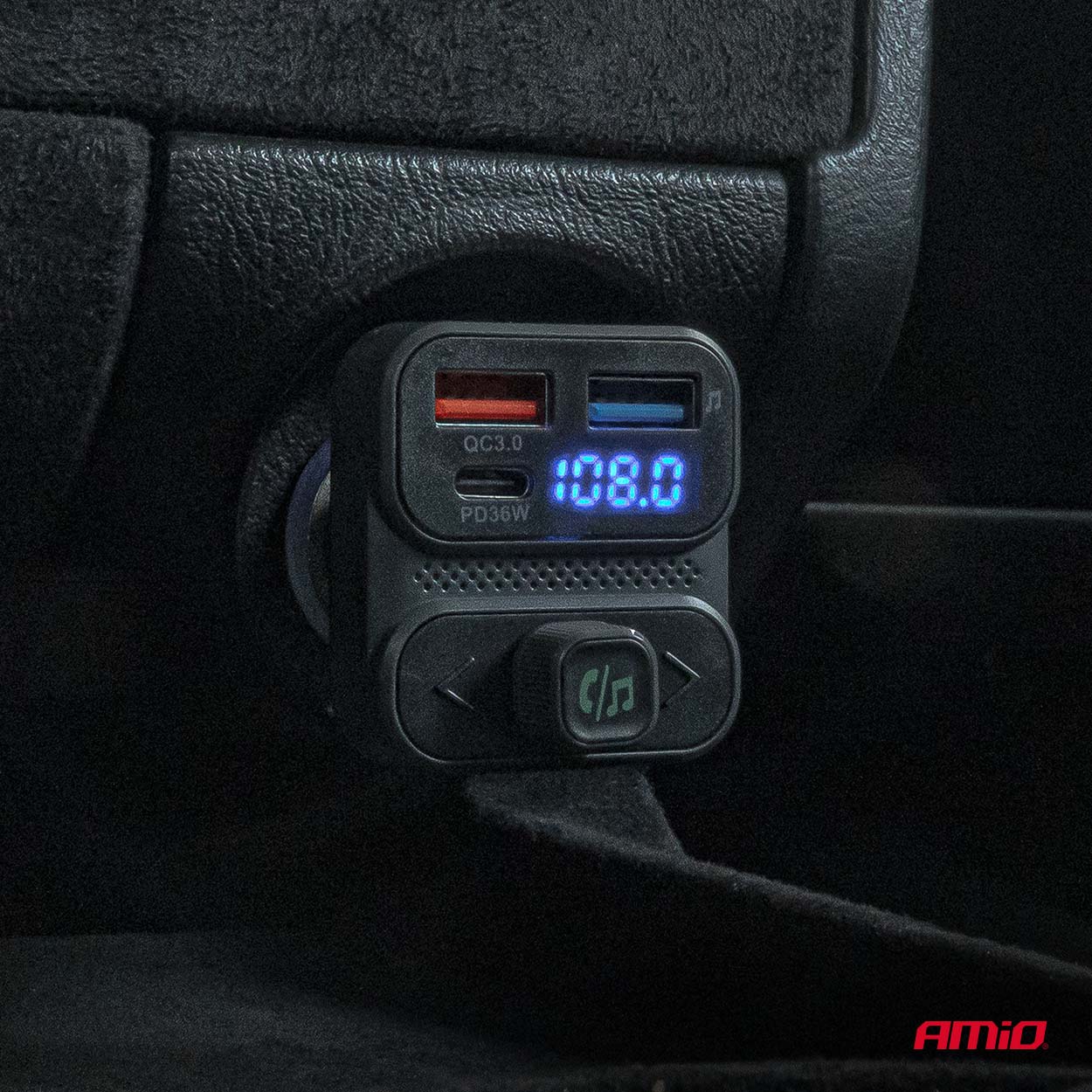 AMIO - Fm Transmitter Αναπτήρα Τύπου FMT02 Τάση Λειτουργίας 12-24V Με 2XUSB Type-a Και 1XUSB Type-c Για Επιβατικά Αυτοκίνητα Και Φορτηγά - 1 Τεμ. (04649/AM) - Thumbnail 3