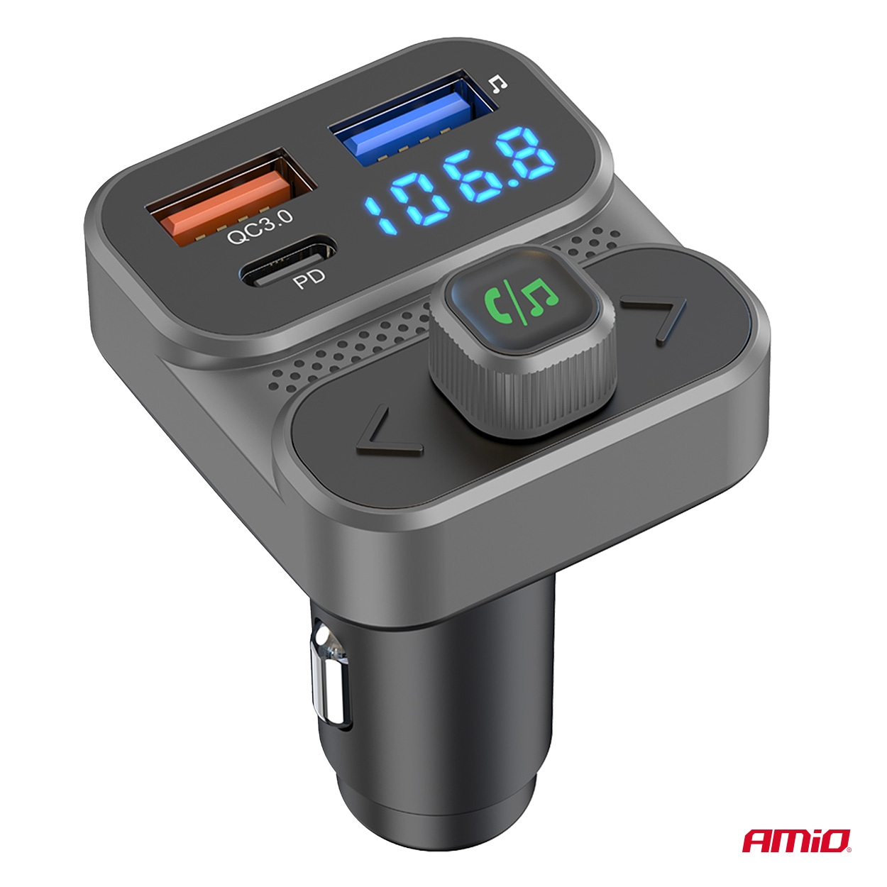 AMIO - Fm Transmitter Αναπτήρα Τύπου FMT02 Τάση Λειτουργίας 12-24V Με 2XUSB Type-a Και 1XUSB Type-c Για Επιβατικά Αυτοκίνητα Και Φορτηγά - 1 Τεμ. (04649/AM) - Thumbnail 5
