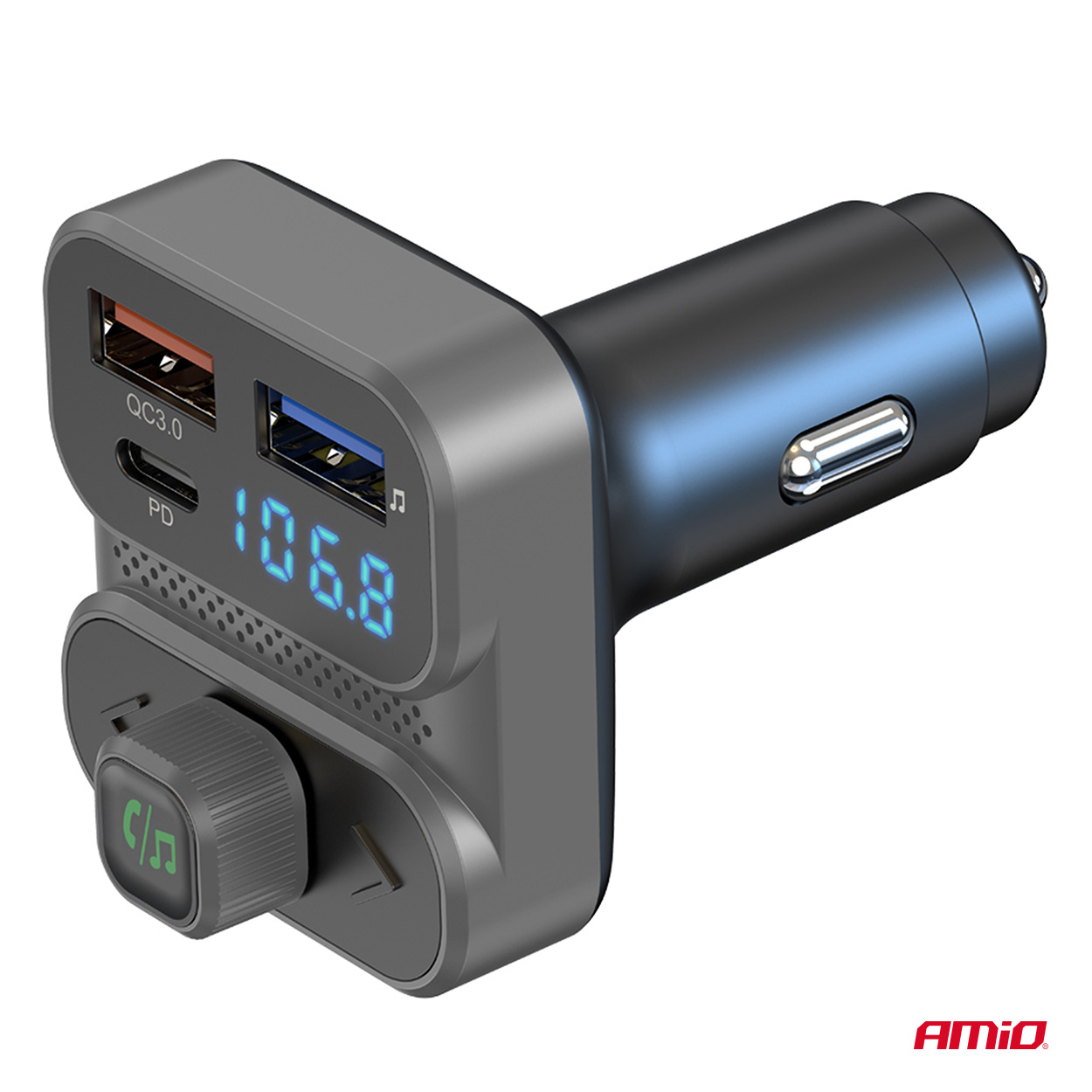 AMIO - Fm Transmitter Αναπτήρα Τύπου FMT02 Τάση Λειτουργίας 12-24V Με 2XUSB Type-a Και 1XUSB Type-c Για Επιβατικά Αυτοκίνητα Και Φορτηγά - 1 Τεμ. (04649/AM) - Thumbnail 7