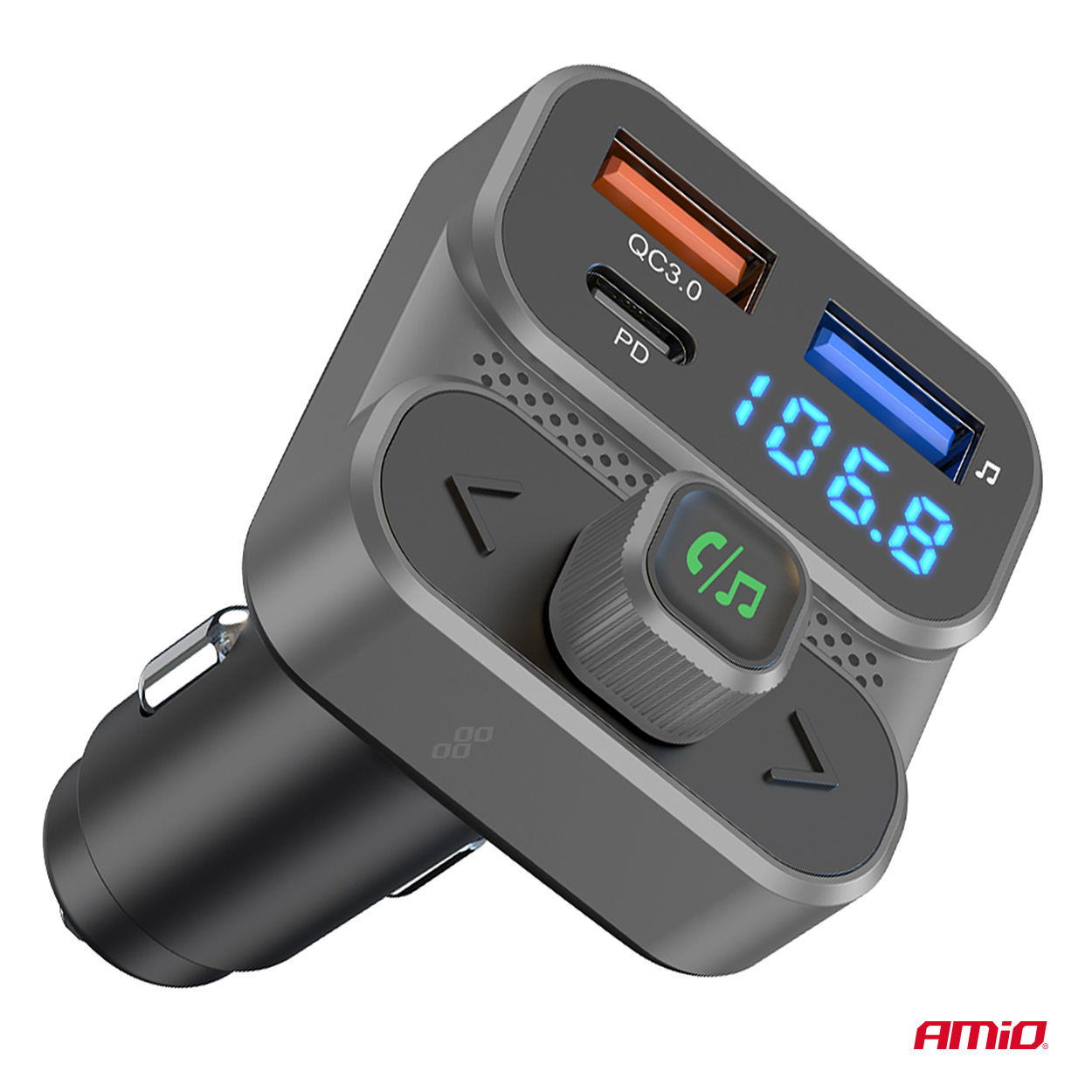 AMIO - Fm Transmitter Αναπτήρα Τύπου FMT02 Τάση Λειτουργίας 12-24V Με 2XUSB Type-a Και 1XUSB Type-c Για Επιβατικά Αυτοκίνητα Και Φορτηγά - 1 Τεμ. (04649/AM) - Thumbnail 8