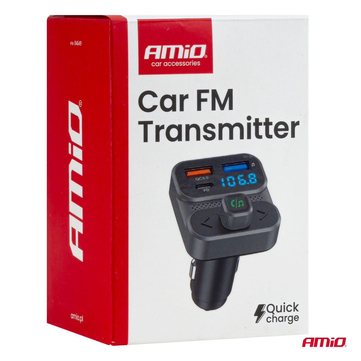 AMIO - Fm Transmitter Αναπτήρα Τύπου FMT02 Τάση Λειτουργίας 12-24V Με 2XUSB Type-a Και 1XUSB Type-c Για Επιβατικά Αυτοκίνητα Και Φορτηγά - 1 Τεμ. (04649/AM) - Thumbnail 2
