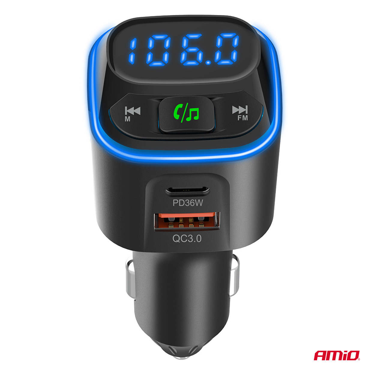 AMIO - Fm Transmitter Αυτοκινήτου 12/24V Με 1XUSB Type-a Και 2XUSB Type-c - 1 Τεμ. (04651/AM) - Thumbnail 9