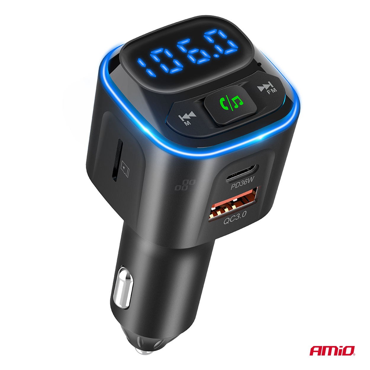 AMIO - Fm Transmitter Αυτοκινήτου 12/24V Με 1XUSB Type-a Και 2XUSB Type-c - 1 Τεμ. (04651/AM) - Thumbnail 10