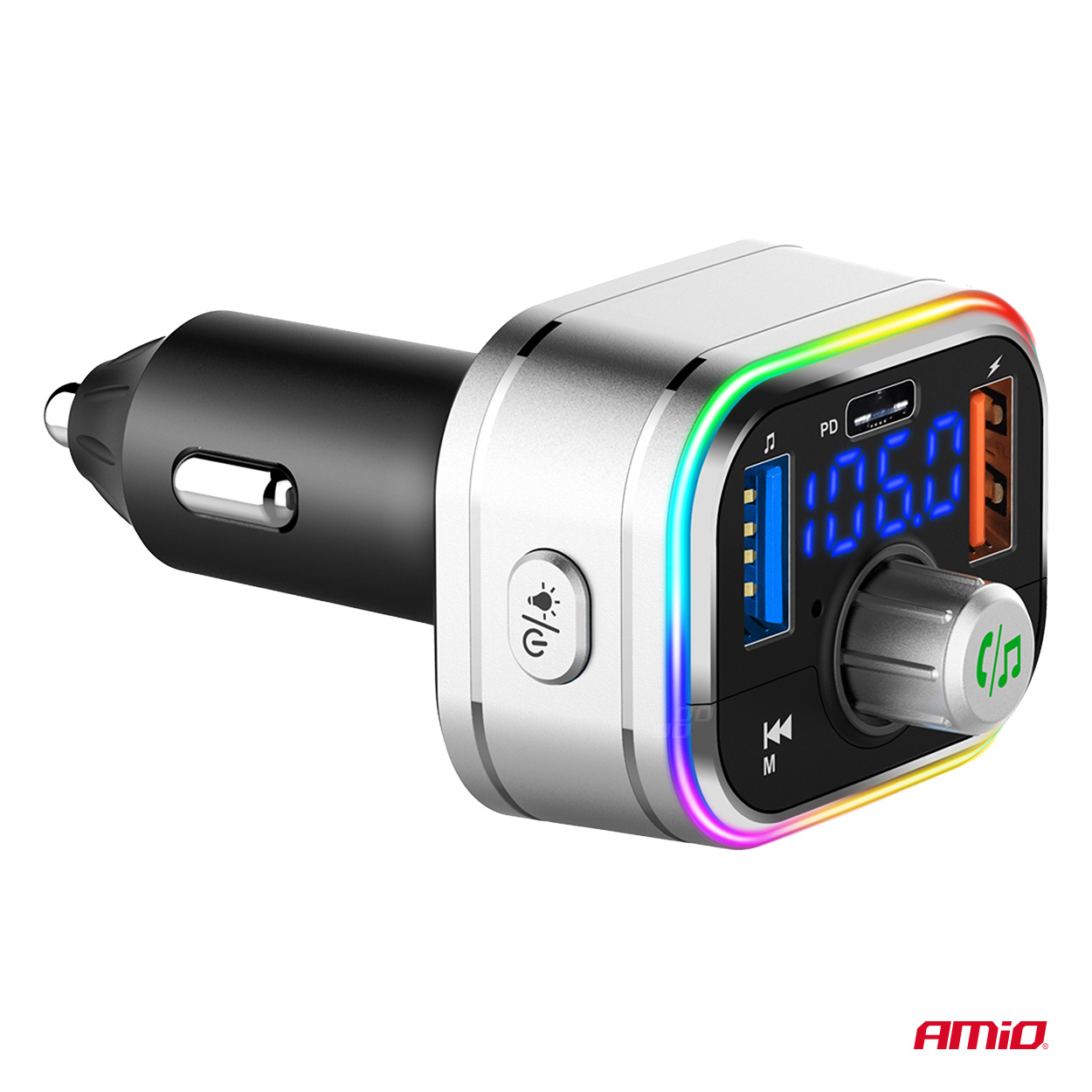 AMIO - Fm Transmitter Αυτοκινήτου 12/24V Με 1XUSB Type-c Και Υποδοχή Microsd - 1 Τεμ. (04652/AM) - Thumbnail 7