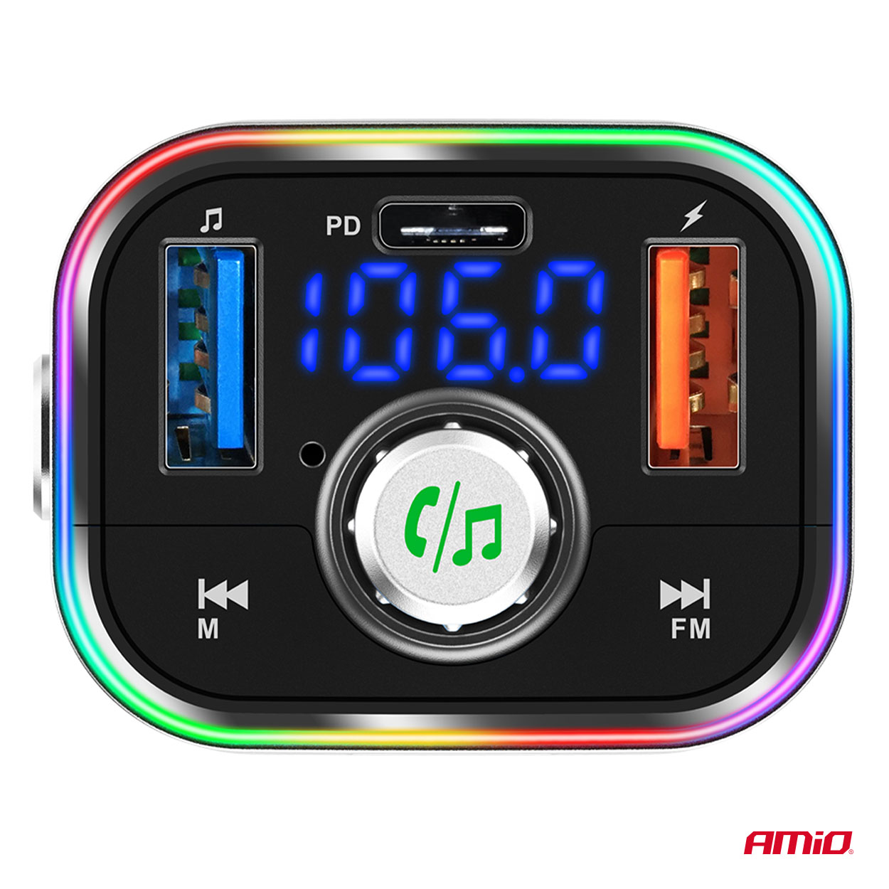 AMIO - Fm Transmitter Αυτοκινήτου 12/24V Με 1XUSB Type-c Και Υποδοχή Microsd - 1 Τεμ. (04652/AM) - Thumbnail 10