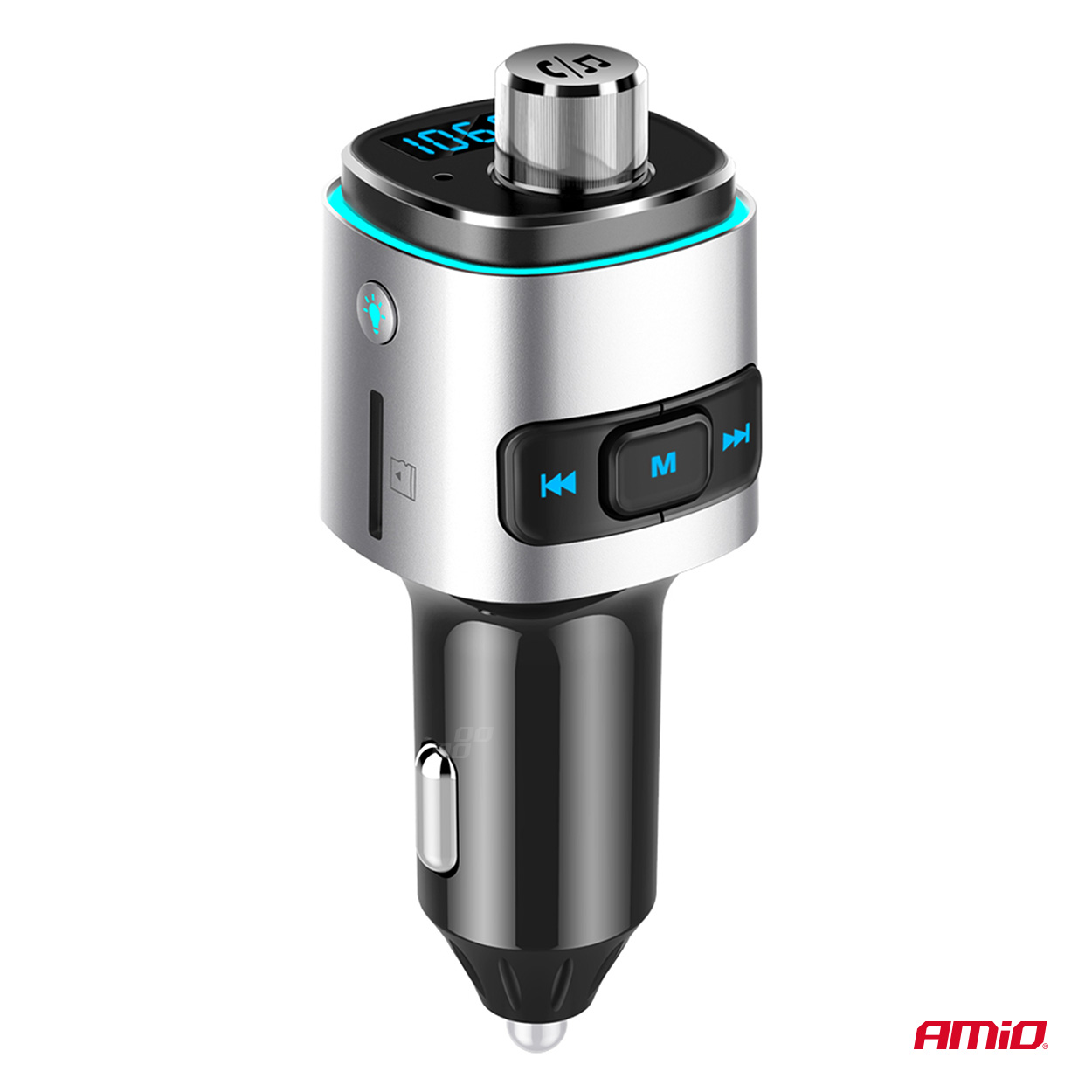 AMIO - Fm Transmitter Αυτοκινήτου 12/24V Με 2XUSB Type-a Και Υποδοχή Microsd - 1 Τεμ. (04654/AM) - Thumbnail 2