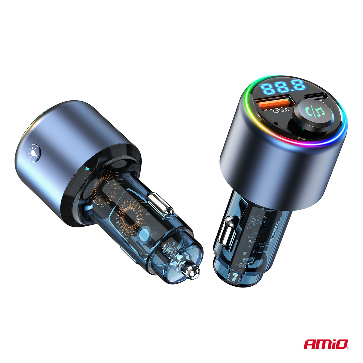 AMIO - Fm Transmitter Αυτοκινήτου 12/24V Με 1XUSB Type-a Και 1XUSB Type-c - 1 Τεμ. (04655/AM) - Thumbnail 9