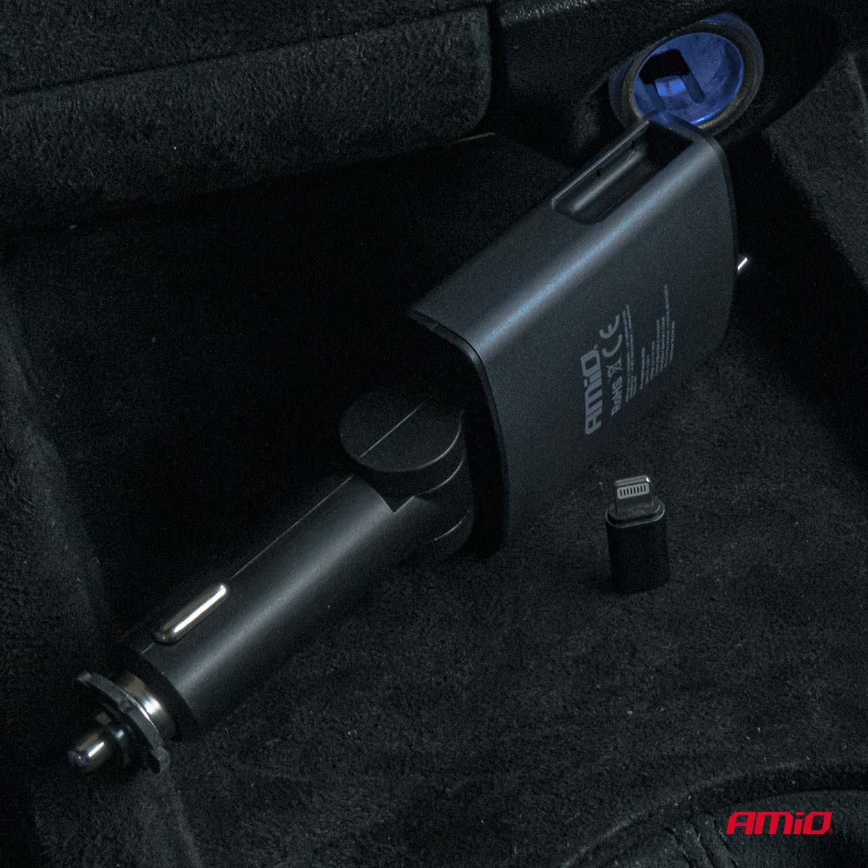 AMIO - Fm Transmitter Αυτοκινήτου 12/24V Με 1XUSB Type-a, 1XUSB Type-c Και Ενσωματωμένο Καλώδιο Φόρτισης Type-c - 1 Τεμ. (04656/AM) - Thumbnail 4