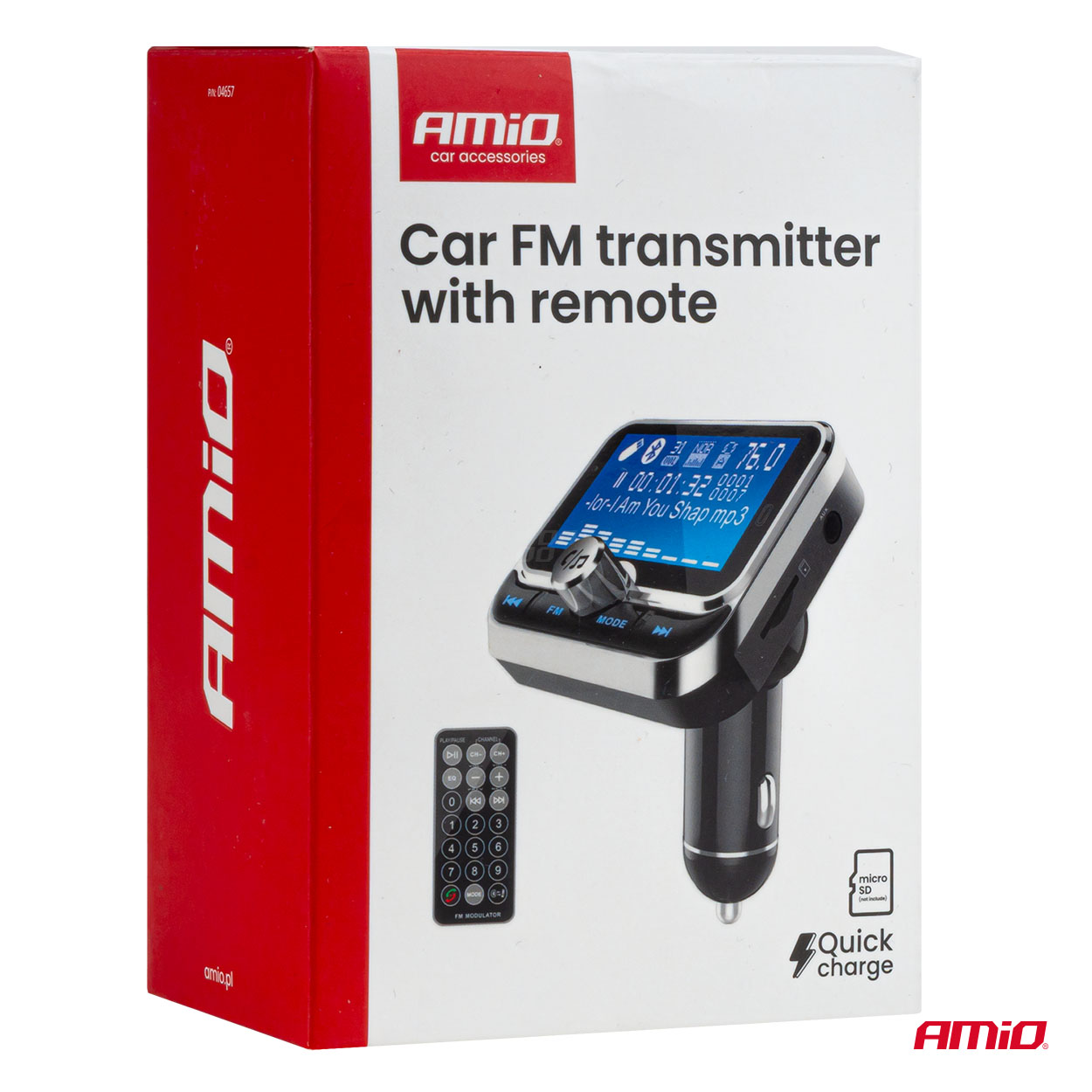 AMIO - Fm Transmitter Αυτοκινήτου 12/24V Με 1XUSB Type-a, 1XUSB Type-c Και Τηλεχειριστήριο - 1 Τεμ. (04657/AM) - Thumbnail 12
