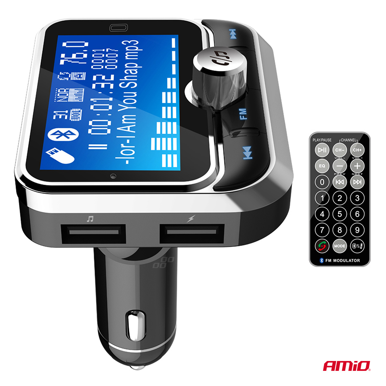 AMIO - Fm Transmitter Αυτοκινήτου 12/24V Με 1XUSB Type-a, 1XUSB Type-c Και Τηλεχειριστήριο - 1 Τεμ. (04657/AM) - Thumbnail 9