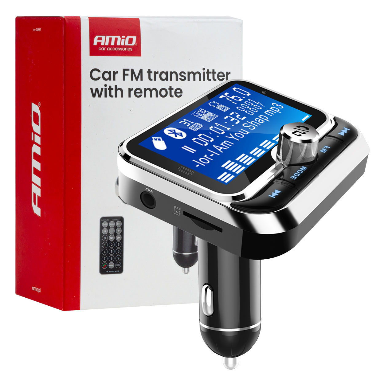 Amio - FM Transmitter Αυτοκινήτου 12/24V με 1xUSB Type-A, 1xUSB Type-C και Τηλεχειριστήριο - 1 τεμ. (04657/AM)