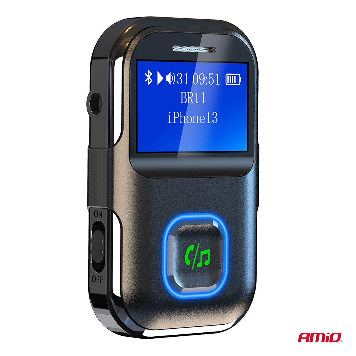 AMIO - Bluetooth Δέκτης (receiver) BTR-03 Για Ασύρματη Μετάδοση Ήχου Με Υποδοχή Mini Jack 3.5MM Και Οθόνη Lcd - 1 Τεμ. (04659/AM) - Thumbnail 3