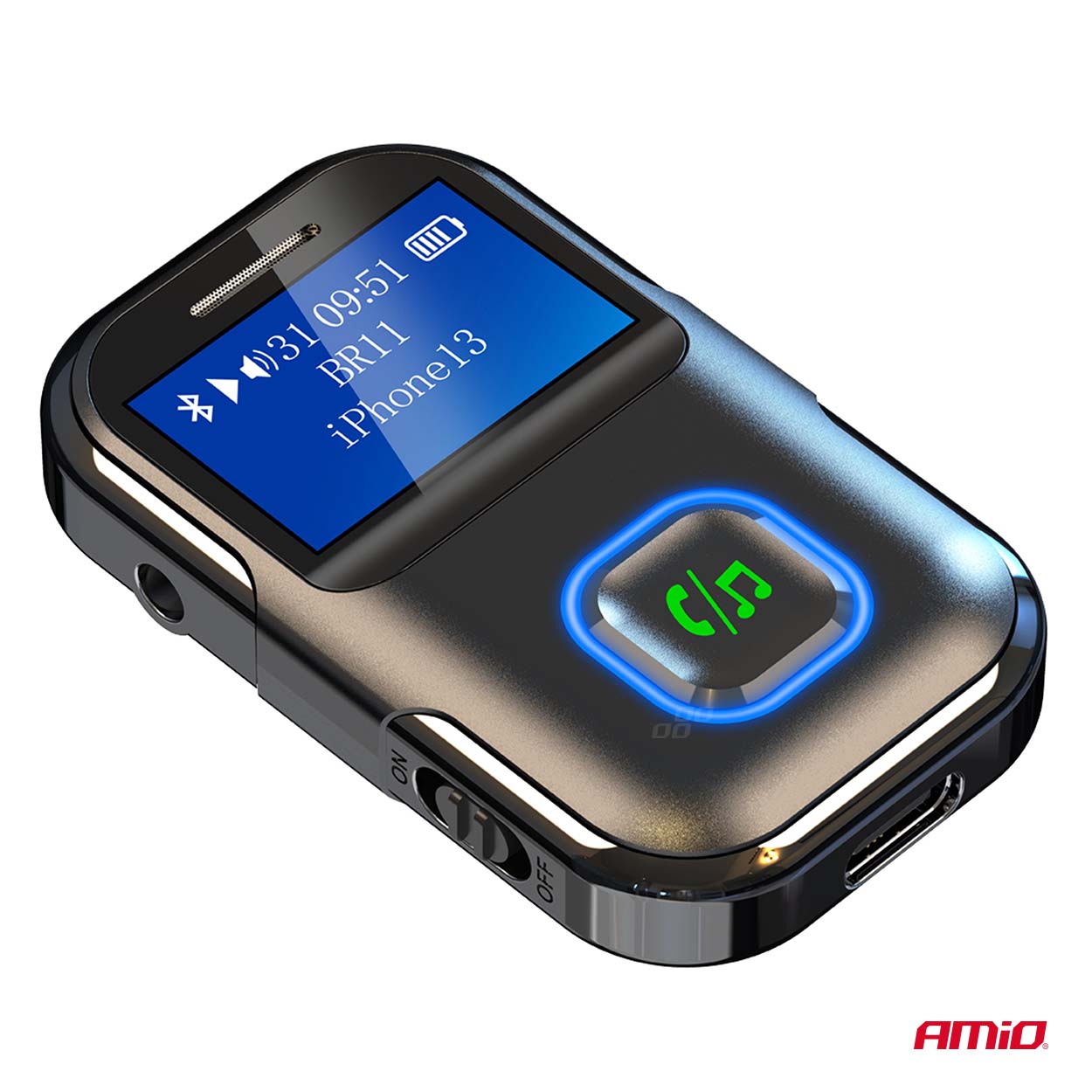 AMIO - Bluetooth Δέκτης (receiver) BTR-03 Για Ασύρματη Μετάδοση Ήχου Με Υποδοχή Mini Jack 3.5MM Και Οθόνη Lcd - 1 Τεμ. (04659/AM) - Thumbnail 5