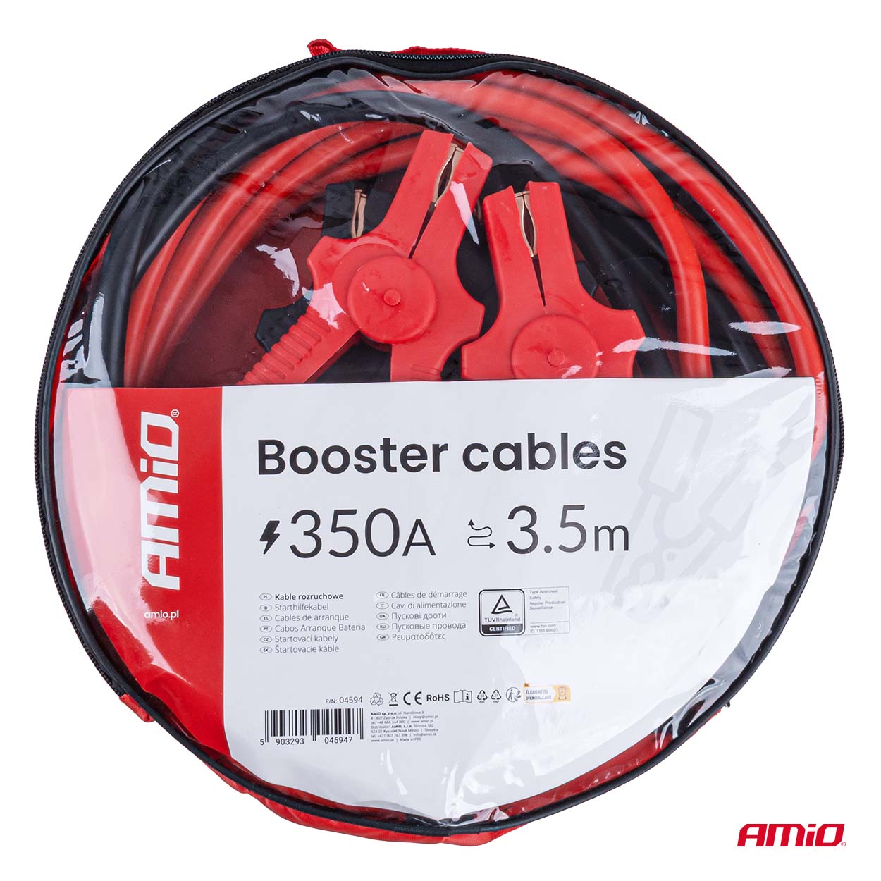 AMIO - Καλώδια Φόρτισης Μπαταρίας (ρευματοδότες) Τάση Λειτουργίας 12-24V Ένταση Ρεύματος 350A Μήκος 3,5M Με Πιστοποίηση Tuv Για Επιβατικά Αυτοκίνητα Και Φορτηγά - 1 Σετ (04594/AM) - Thumbnail 11