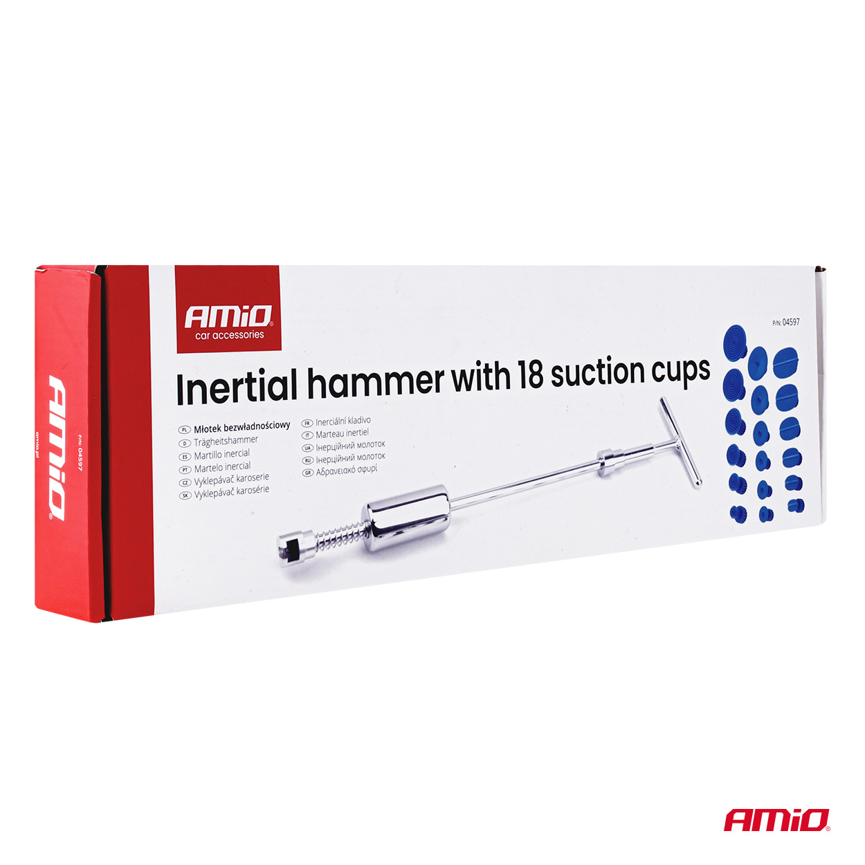 AMIO - Kit Επισκευής Λαμαρίνας Από Λακούβες (αμάξωμα Οχήματος) Τύπου Inertial Hammer Με 18 Αντάπτορες Για Επιβατικά Αυτοκίνητα - 1 Σετ (04597/AM) - Thumbnail 6