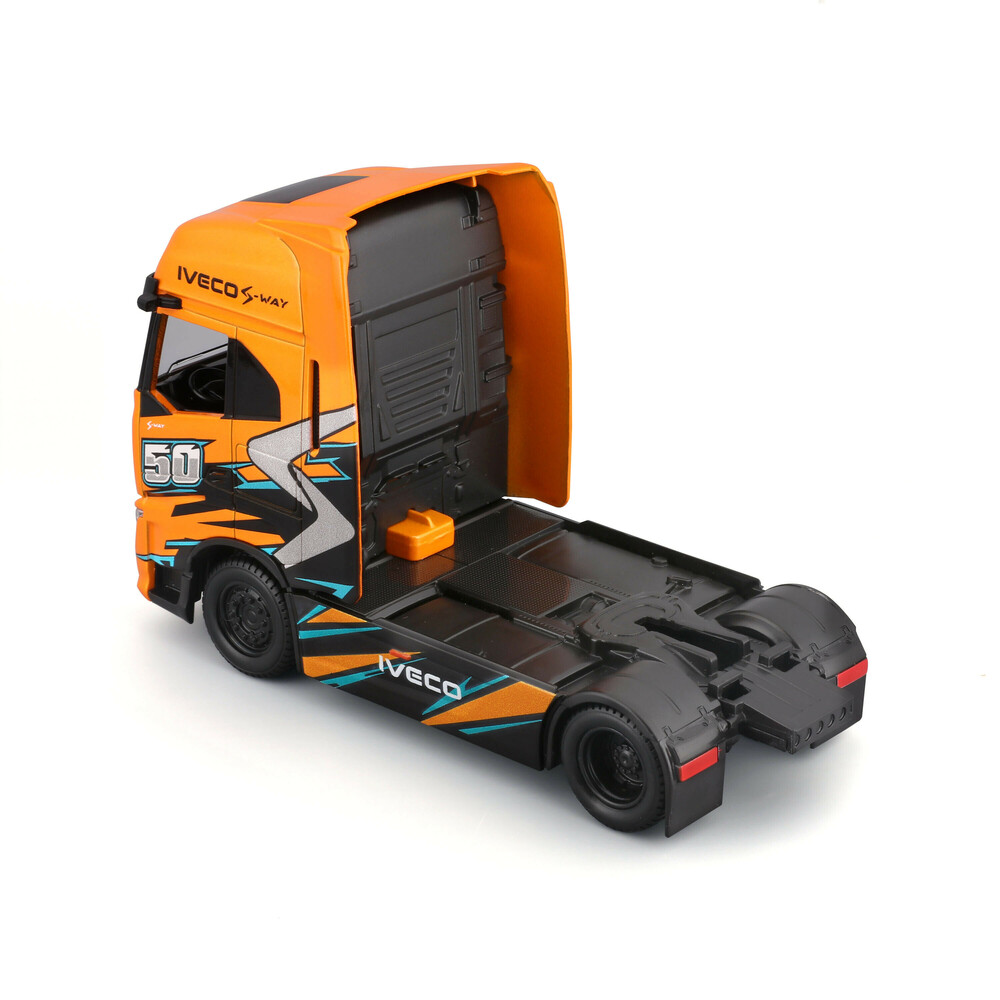 LAMPA - Μινιατούρα Νταλίκα Iveco S-way 1:43 Σε Πορτοκαλί/μαύρο Χρώμα Burago - 1 Τεμ. (L.BU32208) - Thumbnail 3