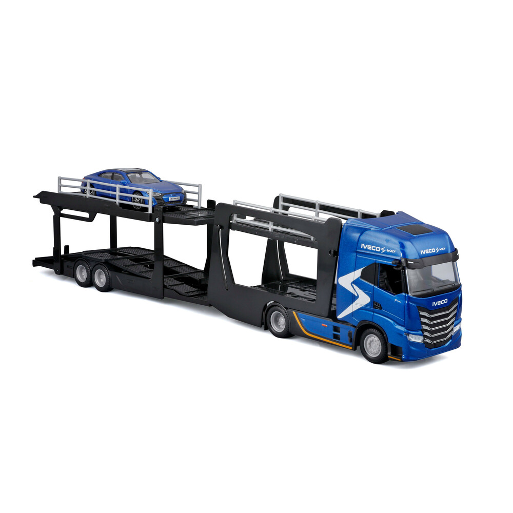LAMPA - Μινιατούρα Νταλίκα Iveco S-way Με Καρότσα Αυτοκινήτων & Audi Rs E-tron 1:43 Burago - 1 Τεμ. (L.BU31475) - Thumbnail 2