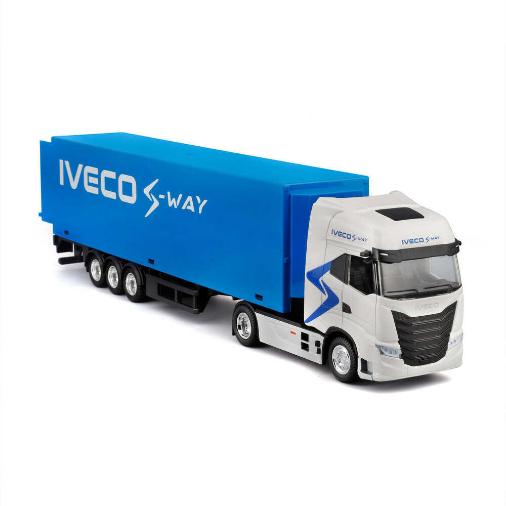 LAMPA - Μινιατούρα Νταλίκα Iveco S-way Με Κοντέινερ 1:43 Σε Λευκό/μπλε Χρώμα Burago - 1 Τεμ. (BU31469) - Thumbnail 2