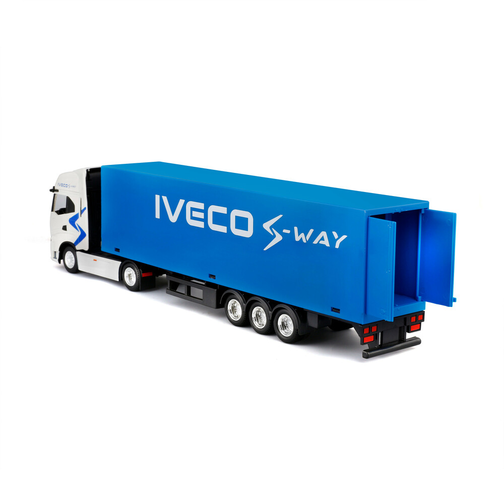 LAMPA - Μινιατούρα Νταλίκα Iveco S-way Με Κοντέινερ 1:43 Σε Λευκό/μπλε Χρώμα Burago - 1 Τεμ. (BU31469) - Thumbnail 3