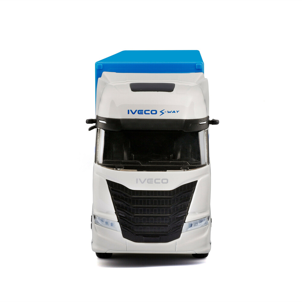 LAMPA - Μινιατούρα Νταλίκα Iveco S-way Με Κοντέινερ 1:43 Σε Λευκό/μπλε Χρώμα Burago - 1 Τεμ. (BU31469) - Thumbnail 4