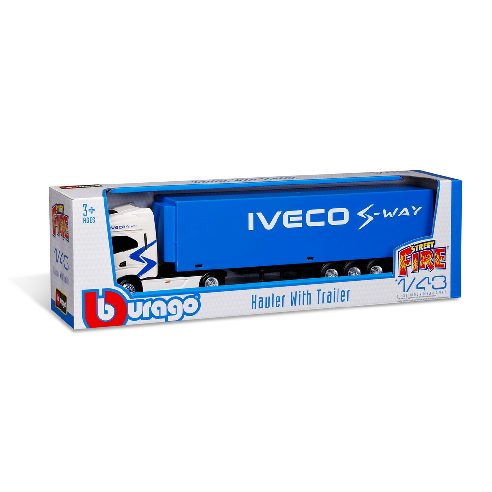 LAMPA - Μινιατούρα Νταλίκα Iveco S-way Με Κοντέινερ 1:43 Σε Λευκό/μπλε Χρώμα Burago - 1 Τεμ. (BU31469) - Thumbnail 6