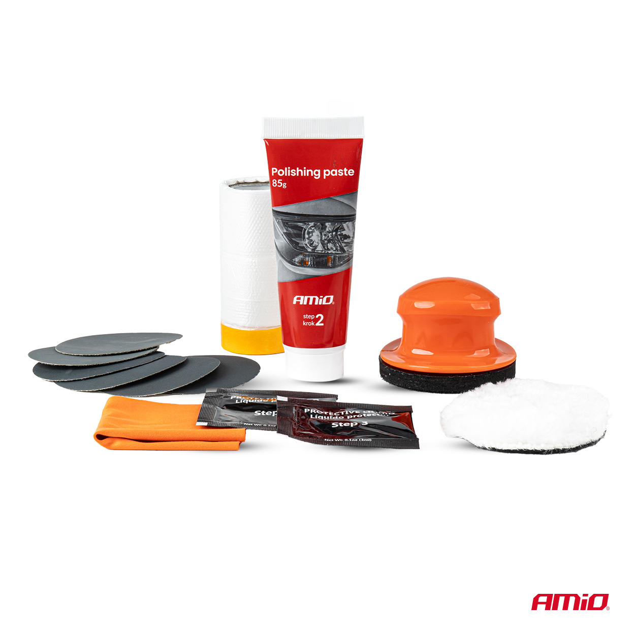 AMIO – Kit Ξεθαμπώματος Φαναριών Με Αλοιφαδόρο Χειρός Heavy Duty Για Ασφαλή Εγκατάσταση & Καθημερινή Χρήση – 1 Κιτ (04793/AM) - Thumbnail 3