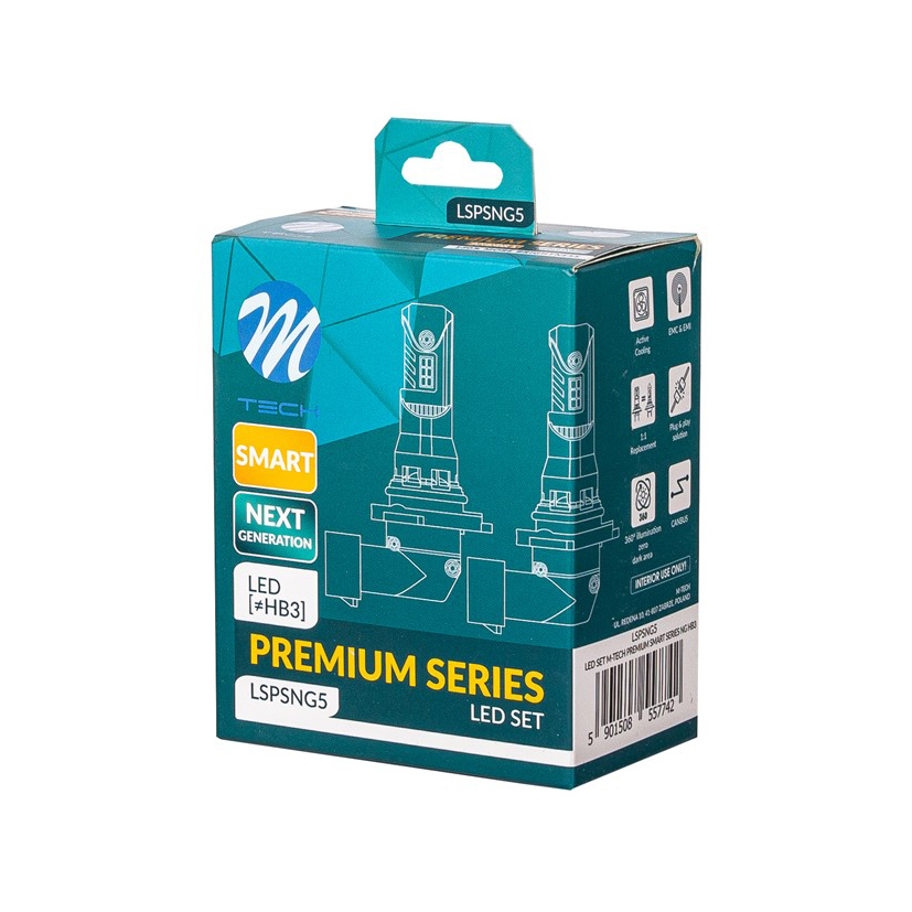 M-TECH - Λάμπες LED HB3 Τύπου Premium Smart Next Generation Series Με Canbus Και CSP3570, Τάση Λειτουργίας 12V, Ισχύ Έως 35W, Φωτεινότητα Έως 5000LM Και Χρώμα 6000K, Για Φανάρια Με Προτζέκτορα - 2 Τεμ. (LSPSNG5/MT) - Thumbnail 3