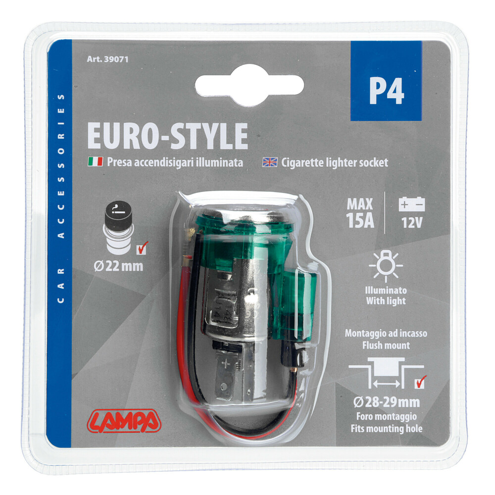 Υποδοχη Αναπτηρα 12V Με Φως 22MM Μονο Το Θηλυκο LAMPA - 1 Tem. - Thumbnail 2