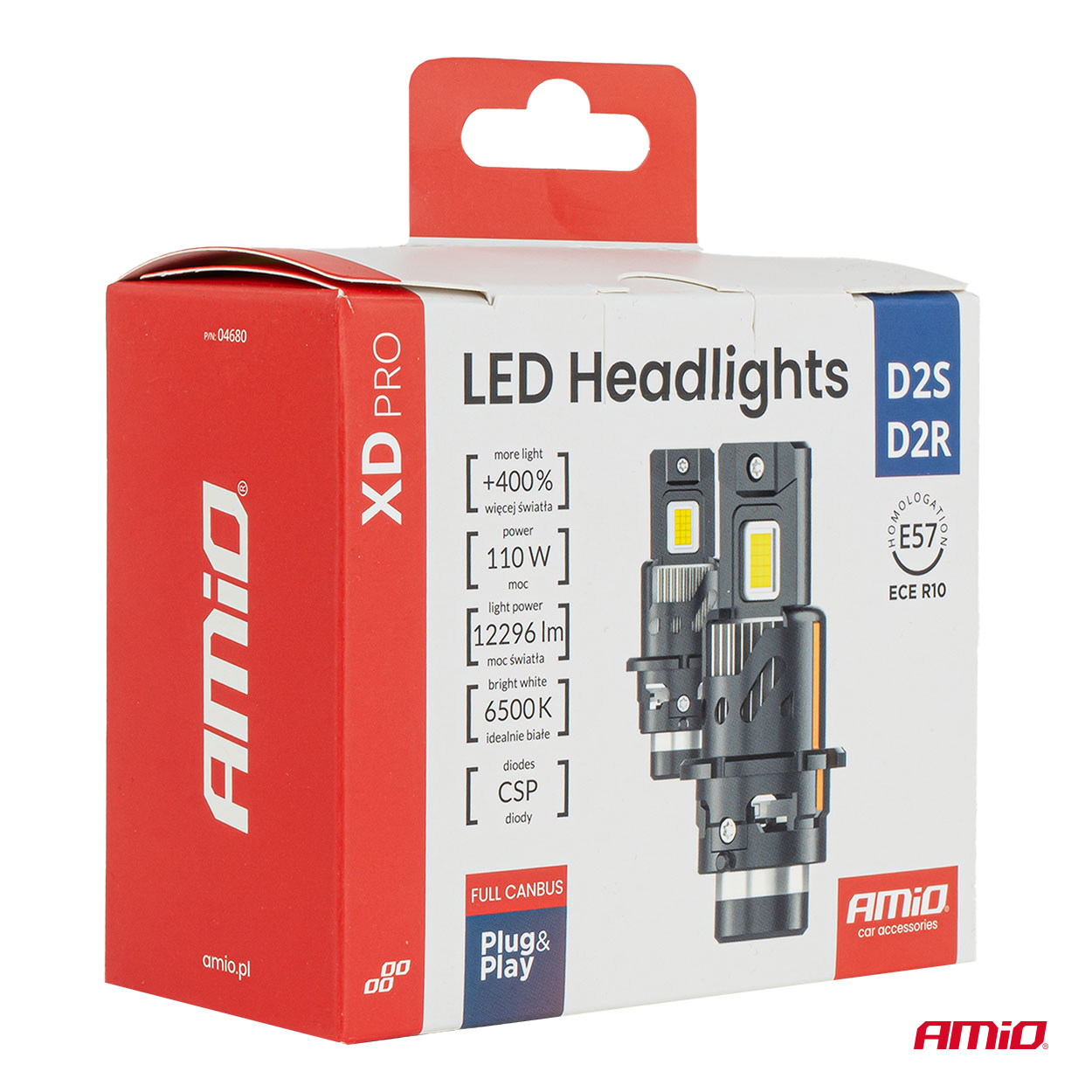 AMIO - Λάμπες LED Xd Pro Series D2S/D2R 12V 110W 12.296LM 6.000K Full Can-bus Plug&play Με Ψύκτρα - 2 Τεμ. (04680/AM) - Thumbnail 5