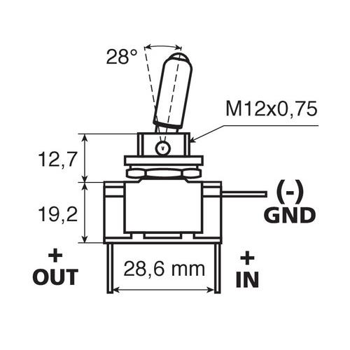 Διακοπτης Αεροπορικου Τυπου 2 Θεσεων 12,2MM 12V 20A Με LED Μπλε - Thumbnail 3