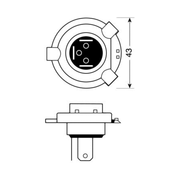 H4 Αλογονου 12V/100-80W 92MM P43T - Thumbnail 3
