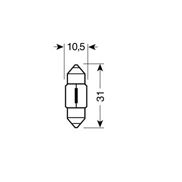 Λαμπα Σωληνωτη 10W/12V SV8,5X8 11X31MM - Thumbnail 2