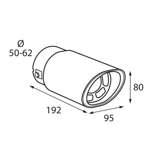 Ακρο Εξατμισης TS-3 50-62MM - Οβαλ Κοφτο - Thumbnail 4