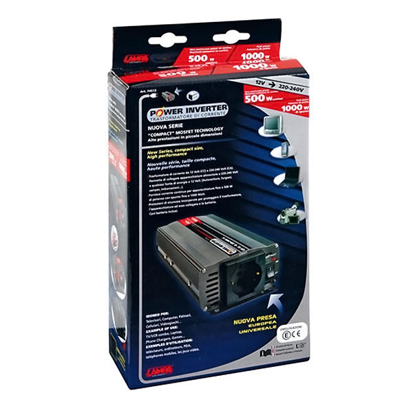 Power Inverter 500 Μετατροπεας 12V > 220V Max Power 500W - Peak Power 1000W - Thumbnail 2