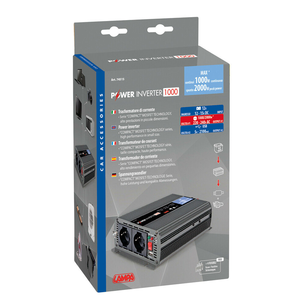 Inverter 12>220-240V MAX1000W-PEAK2000W - 1 Τεμ. - Thumbnail 6
