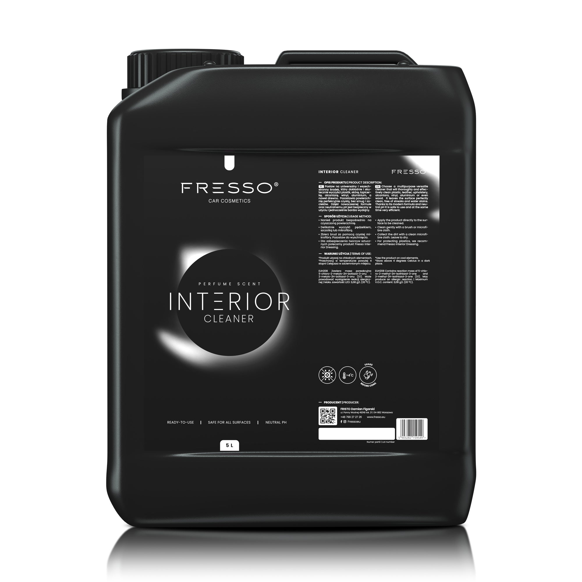 Fresso - Καθαριστικό Εσωτερικού Χώρου Interior Cleaner 5 L με Ουδέτερο pH για Δέρμα, Alcantara, Πλαστικό, Βινύλιο και Ξύλο - 1 Τεμ. (159549/FRE)