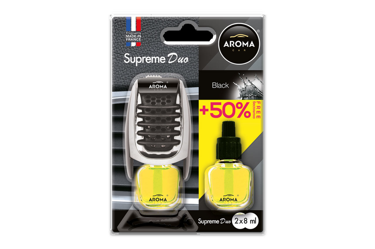 AMiO - Αρωματικό Αεραγωγού Αυτοκινήτου Aroma Supreme Duo Black Αεραγωγού με Ρύθμιση Έντασης (+50% Περιεχόμενο) - 1 Τεμ. (A92259/AM)