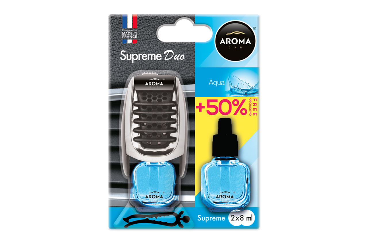 AMiO - Αρωματικό Αεραγωγού Αυτοκινήτου Aroma Supreme Duo Aqua Αεραγωγού με Ρύθμιση Έντασης (+50% Περιεχόμενο) - 1 Τεμ. (A92253/AM)