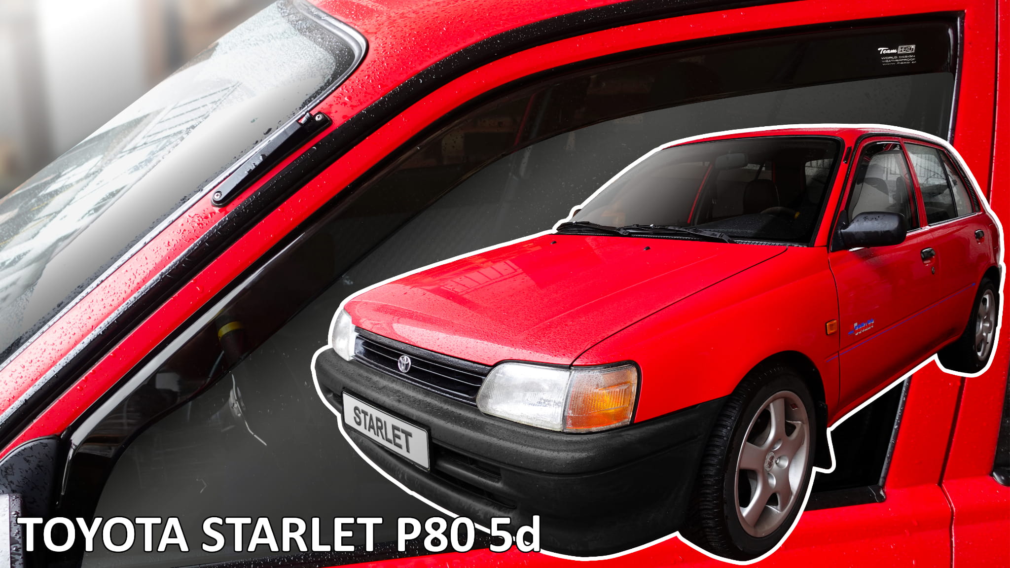 Heko - Ανεμοθραύστες Παραθύρων Για Toyota Starlet (P80) 1989 > 1996 5πορτο υλικό Acrylic Χρώμα Φιμέ - 2 τεμ. (ΑΝΕΜ.29692)
