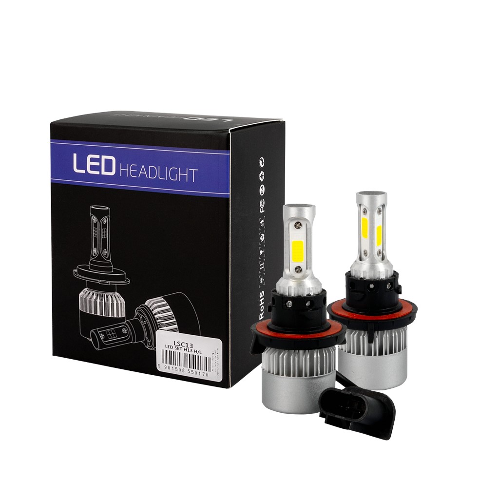 H13  HL 1036V 6500K 10000lm 80W COB LED EPISTAR 1021 C6 KIT ΜΕ ΑΝΕΜΙΣΤΗΡΑΚΙ M-TECH - 2 ΤΕΜ